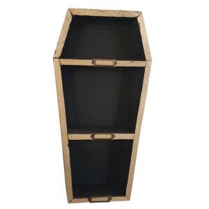Decorative Black Cedar Coffin Shelf with Gold Trim and Nameplates